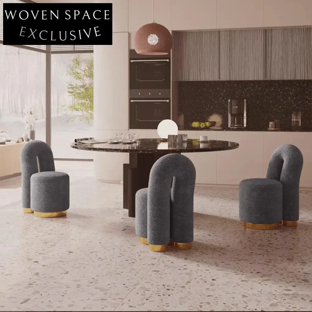 Modern Round Teddy Fabric Upholstered Ottoman Stool for Versatile Spaces