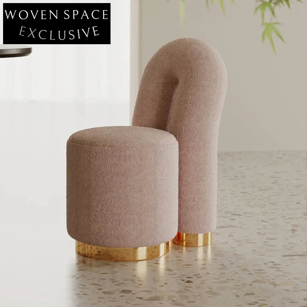 Modern Round Teddy Fabric Upholstered Ottoman Stool for Versatile Spaces