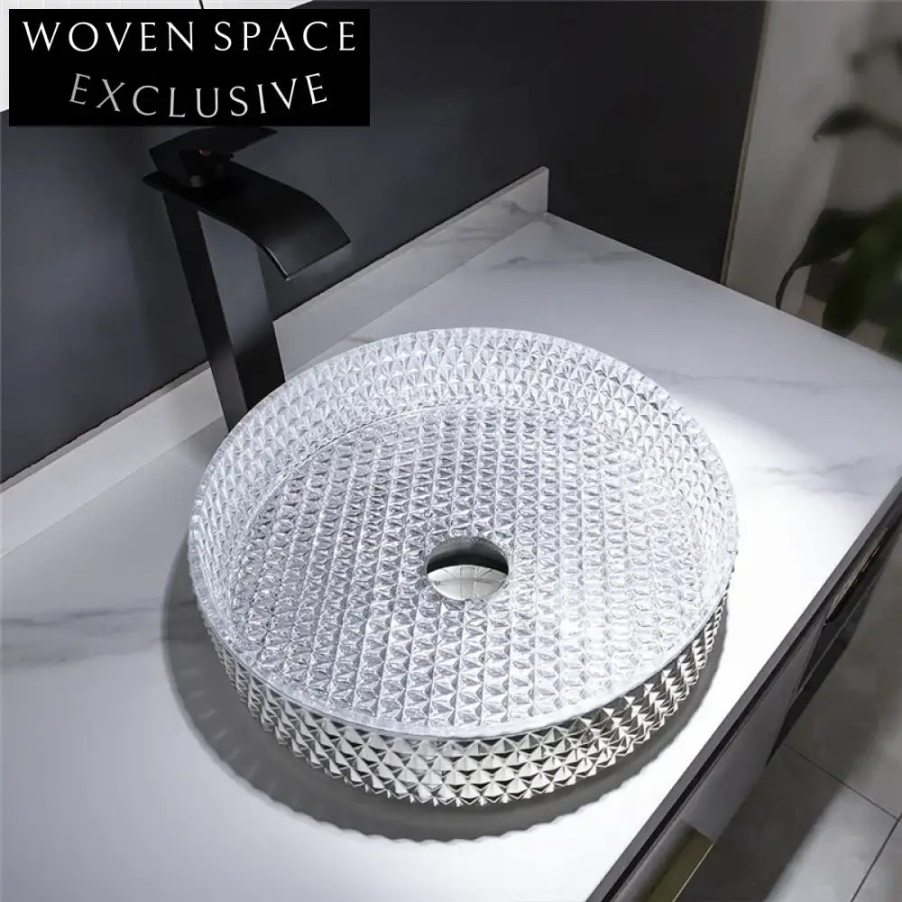 Modern Round Tempered Glass Bathroom Vanity Countertop Art Basin