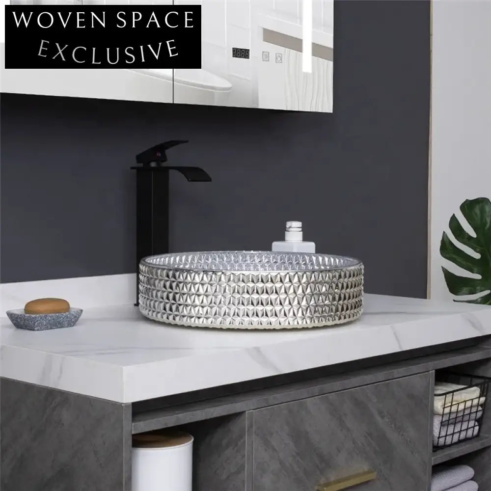 Modern Round Tempered Glass Bathroom Vanity Countertop Art Basin