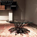 Modern Round Tempered Glass Coffee Table with Stainless Steel Legs for Living Room