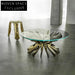 Modern Round Tempered Glass Coffee Table with Stainless Steel Legs for Living Room
