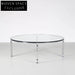 Modern Round Tempered Glass Stainless Steel Frame Living Room Coffee Table