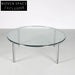 Modern Round Tempered Glass Stainless Steel Frame Living Room Coffee Table