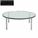 Modern Round Tempered Glass Stainless Steel Frame Living Room Coffee Table