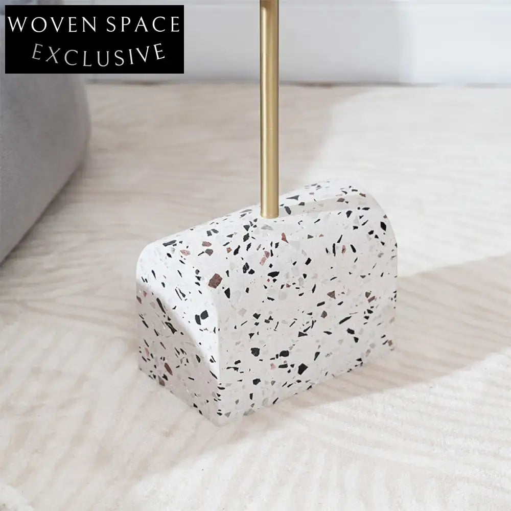 Modern Round Terrazzo Side Table with Metal Base for Living Room Coffee Table