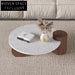 Modern Round Terrazzo Top Coffee Table with Solid Wood Base