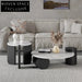 Modern Round Terrazzo Top Coffee Table with Solid Wood Base
