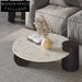 Modern Round Terrazzo Top Coffee Table with Solid Wood Base