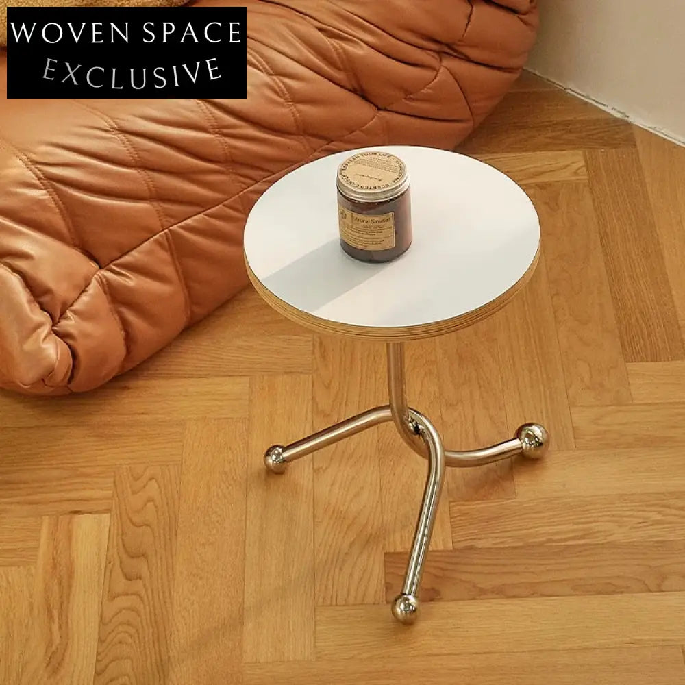Modern Round Terrazzo Top Metal Frame Side Coffee Table