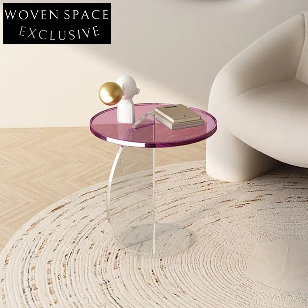 Modern Round Top Clear Acrylic Side Coffee Table for Home Living Room