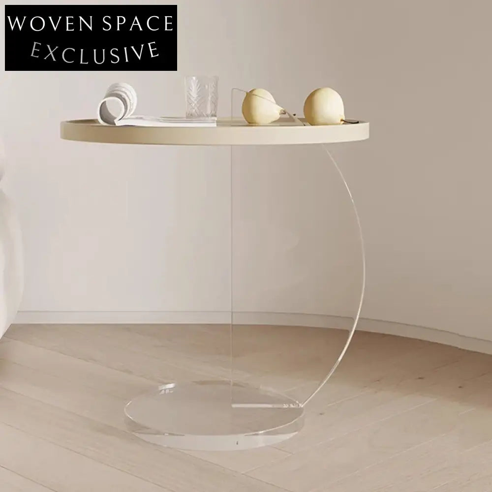 Modern Round Top Clear Acrylic Side Coffee Table for Home Living Room