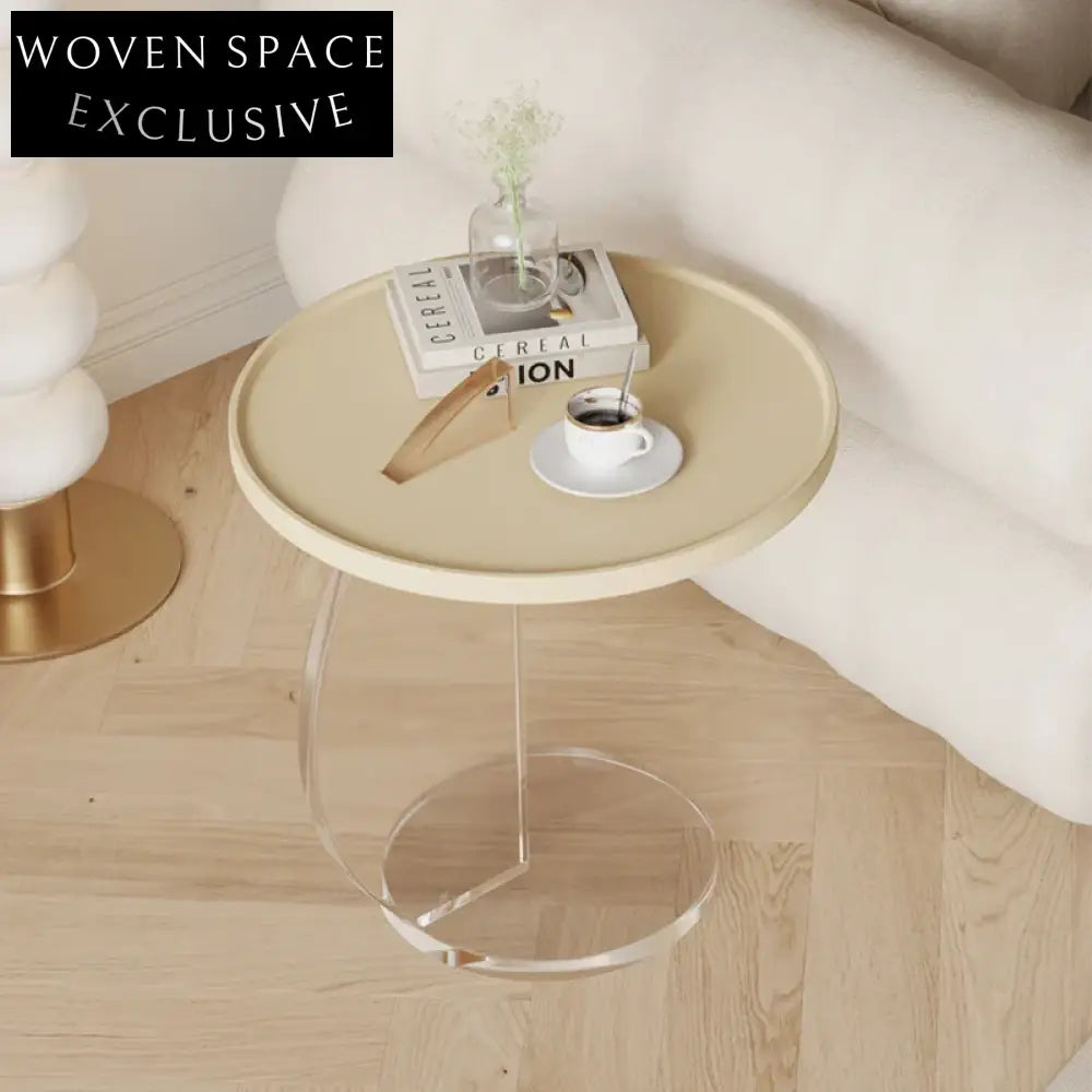 Modern Round Top Clear Acrylic Side Coffee Table for Home Living Room