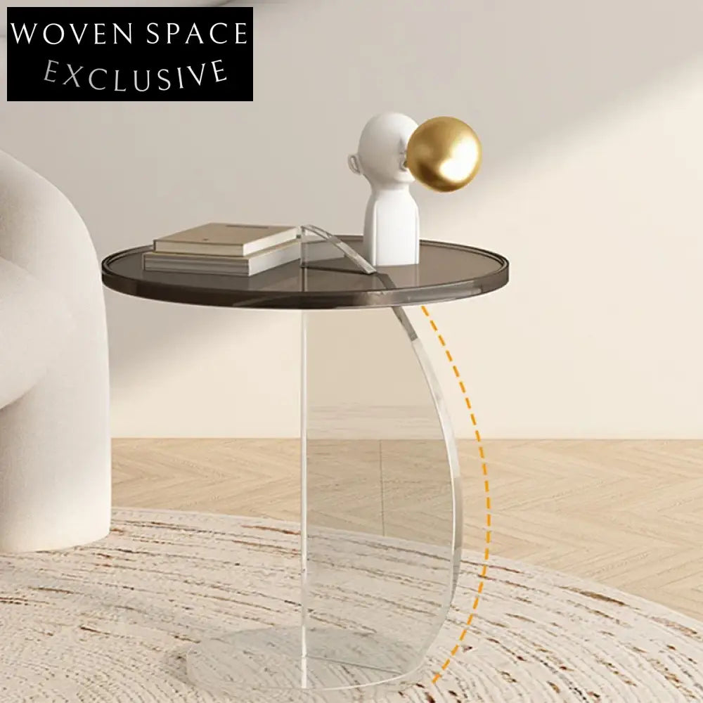 Modern Round Top Clear Acrylic Side Coffee Table for Home Living Room