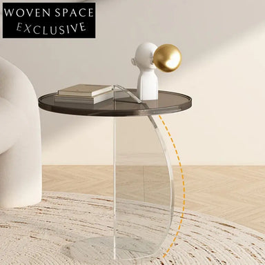 Modern Round Top Clear Acrylic Side Coffee Table for Home Living Room