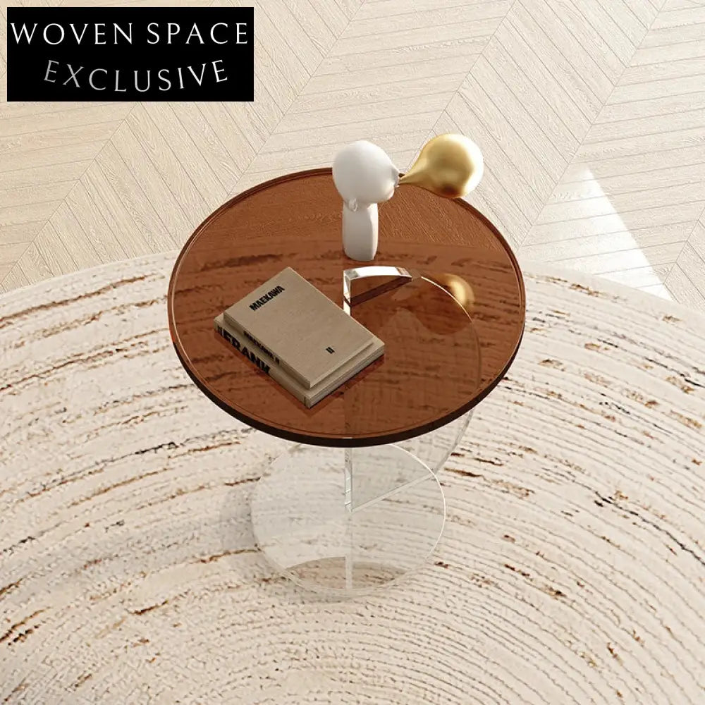 Modern Round Top Clear Acrylic Side Coffee Table for Home Living Room