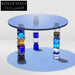 Modern Round Transparent Glass Coffee Table with Colorful Luxury Base