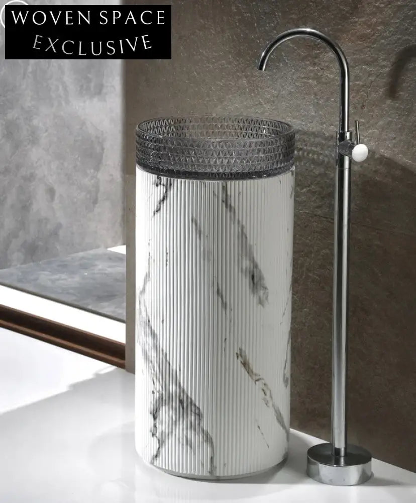 Modern Round Transparent Tempered Glass Vessel Basin Bathroom Sink Bowl