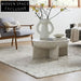 Modern Round Travertine Cement Coffee Table for Living Room Sofa Side