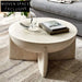 Modern Round Travertine Cement Coffee Table for Living Room Sofa Side