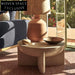 Modern Round Travertine Cement Coffee Table for Living Room Sofa Side