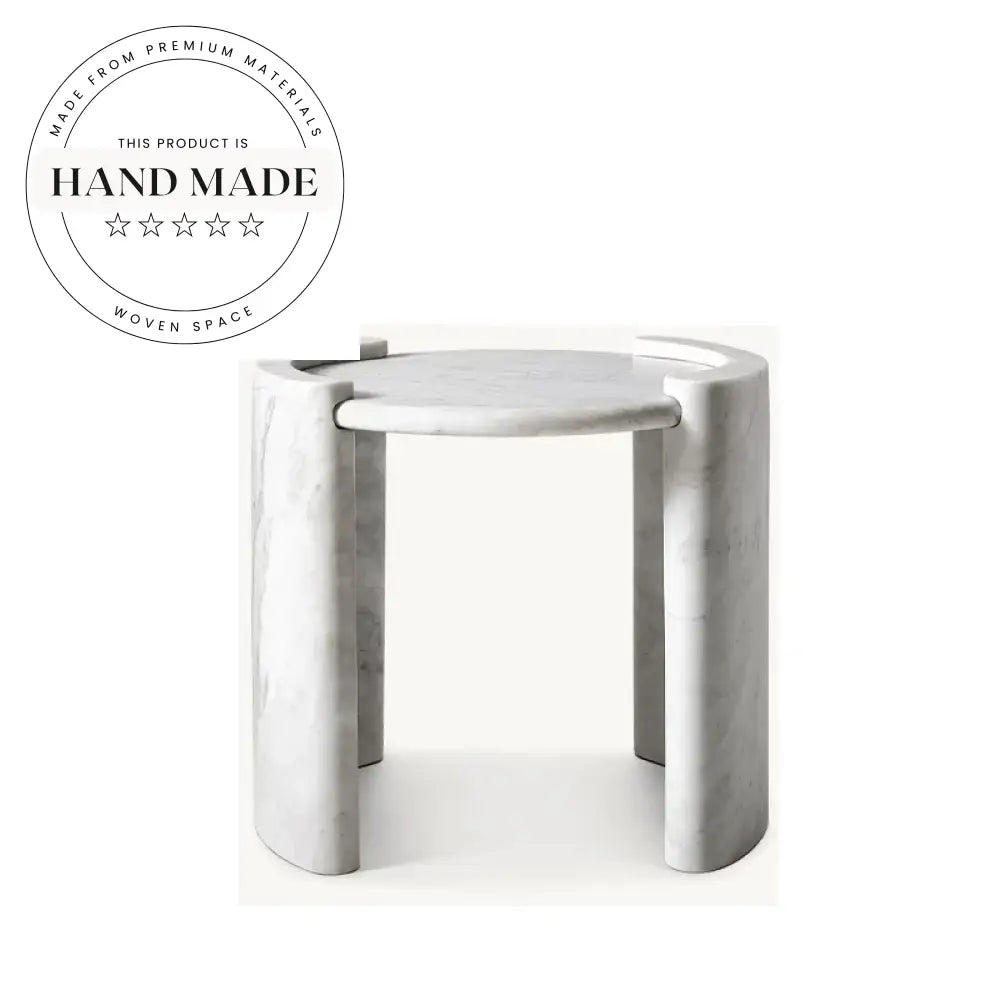 Modern Round Travertine Stone Luxury Marble Accent Side Table