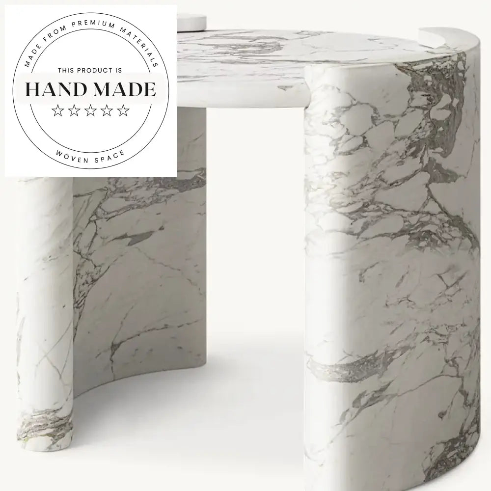 Modern Round Travertine Stone Luxury Marble Accent Side Table