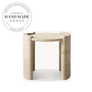 Modern Round Travertine Stone Luxury Marble Accent Side Table