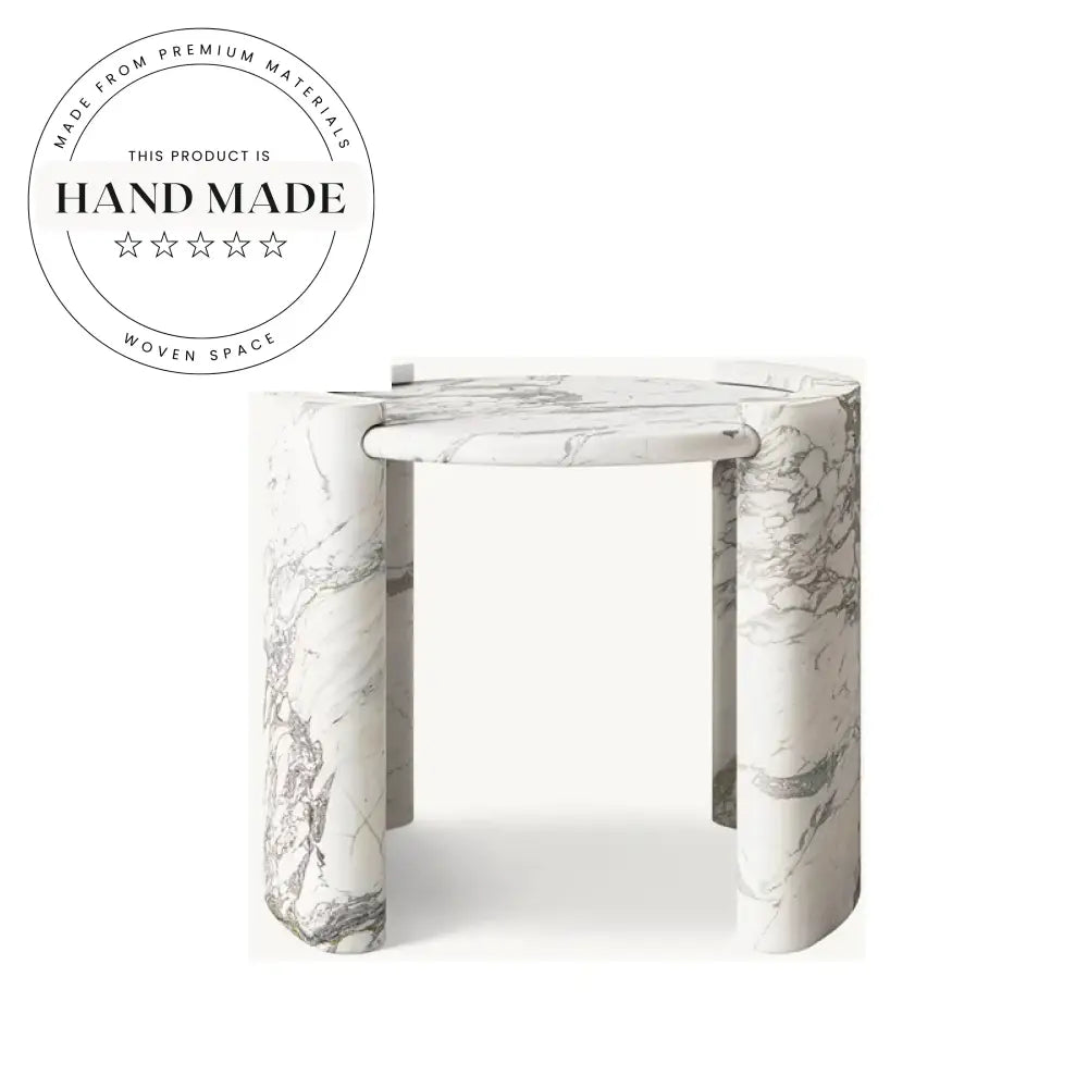Modern Round Travertine Stone Luxury Marble Accent Side Table