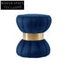 Modern Round Velvet Ottoman Stool with Gold Base and Soft Fabric Pouf