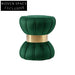 Modern Round Velvet Ottoman Stool with Gold Base and Soft Fabric Pouf