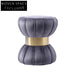 Modern Round Velvet Ottoman Stool with Gold Base and Soft Fabric Pouf