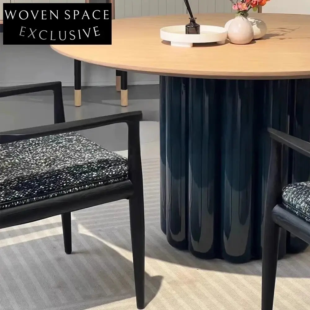 Modern Round Wood Dining Table, Stylish Living Room Kitchen Furniture Piece