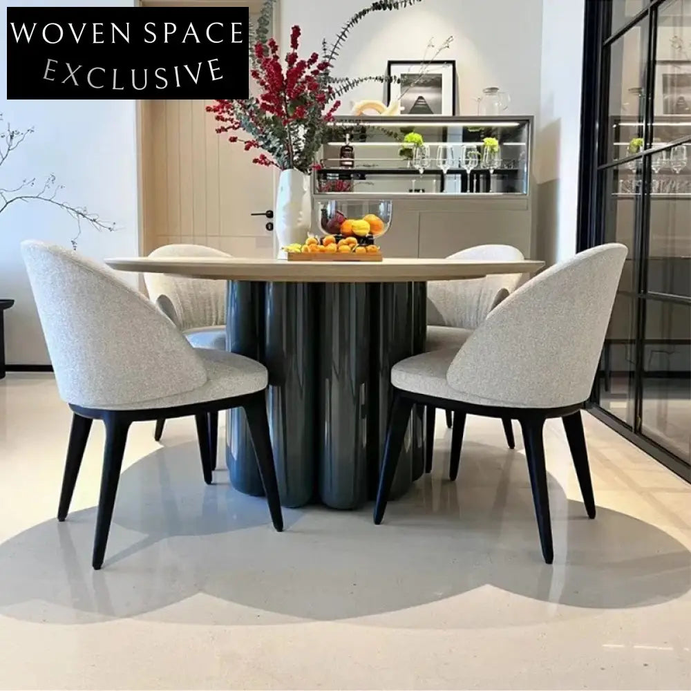 Modern Round Wood Dining Table, Stylish Living Room Kitchen Furniture Piece