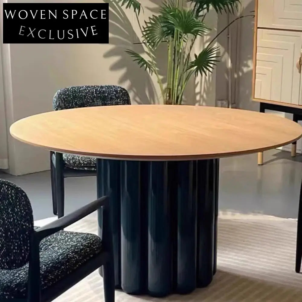 Modern Round Wood Dining Table, Stylish Living Room Kitchen Furniture Piece