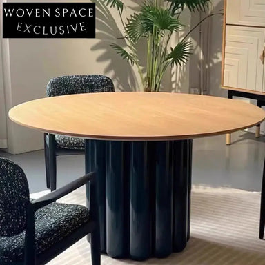 Modern Round Wood Dining Table, Stylish Living Room Kitchen Furniture Piece