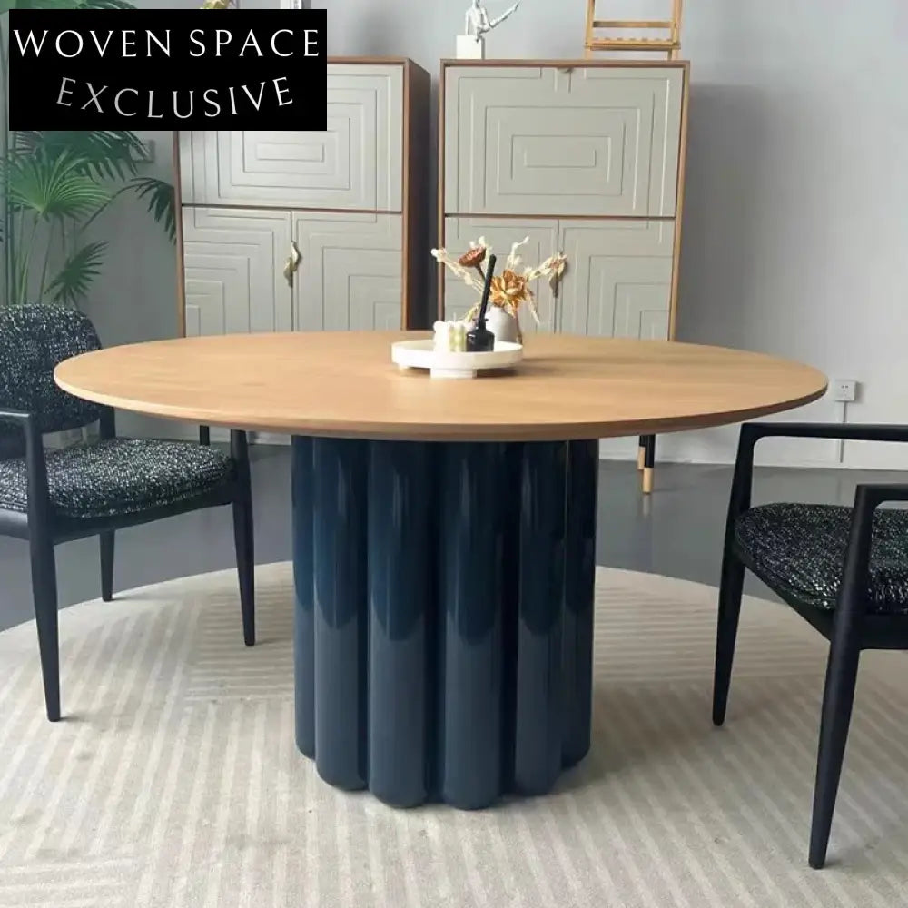 Modern Round Wood Dining Table, Stylish Living Room Kitchen Furniture Piece