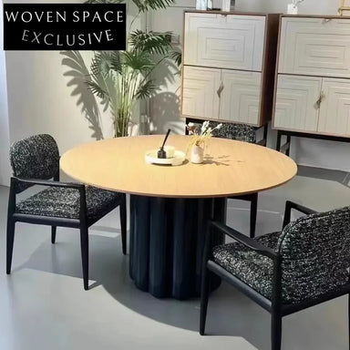 Modern Round Wood Dining Table, Stylish Living Room Kitchen Furniture Piece