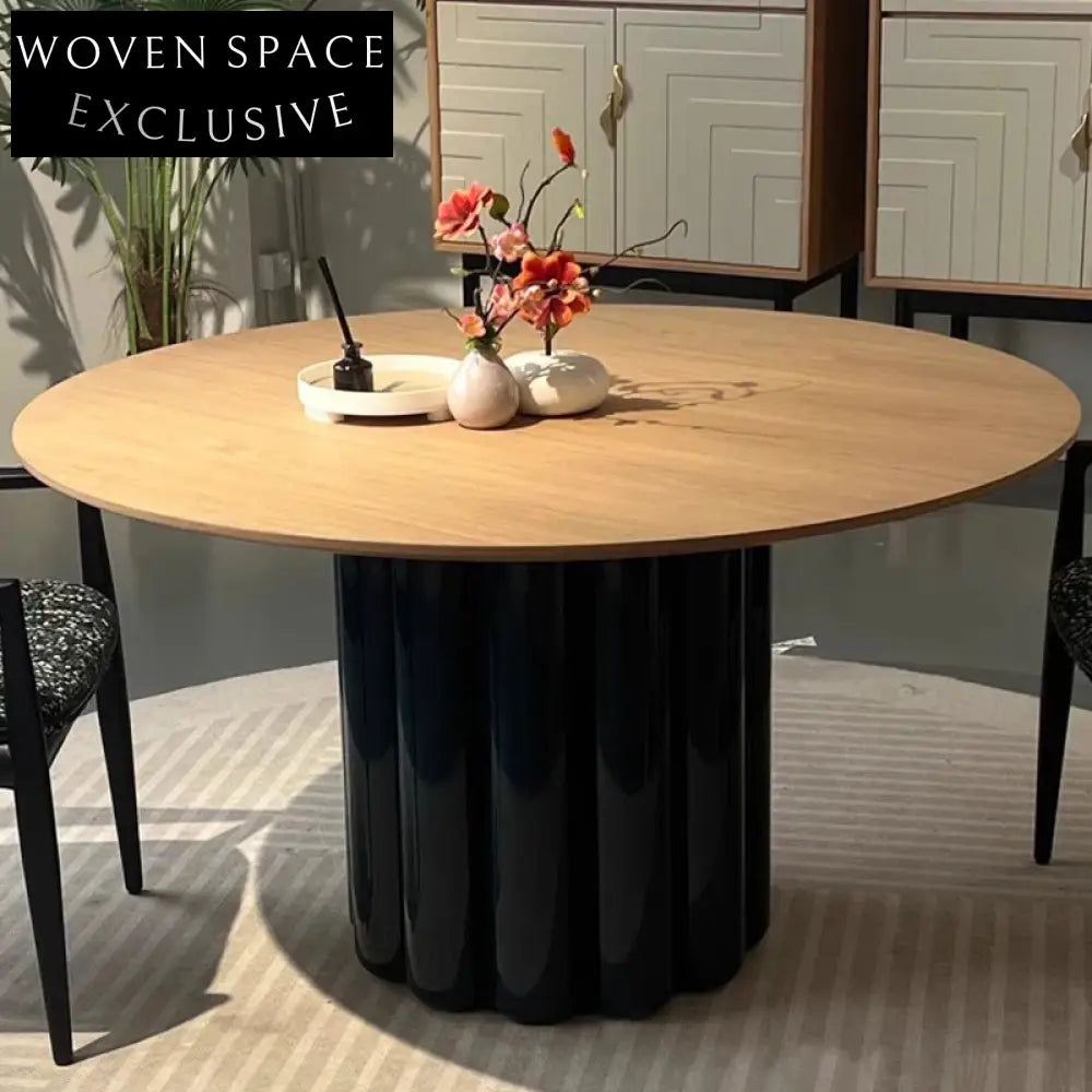 Modern Round Wood Dining Table, Stylish Living Room Kitchen Furniture Piece
