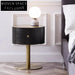 Modern Round Wood Metal Nightstand Side Table for Bedroom Living Room