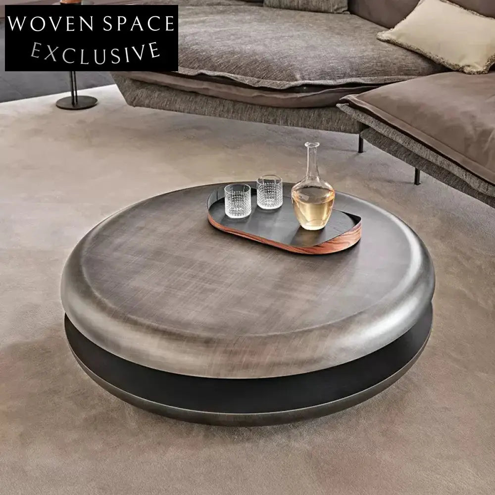 Modern Round Wood Rotatable Storage Coffee Table for Living Room