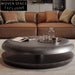 Modern Round Wood Rotatable Storage Coffee Table for Living Room