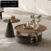 Modern Round Wood Sintered Stone Glass Coffee Table Set for Living Room