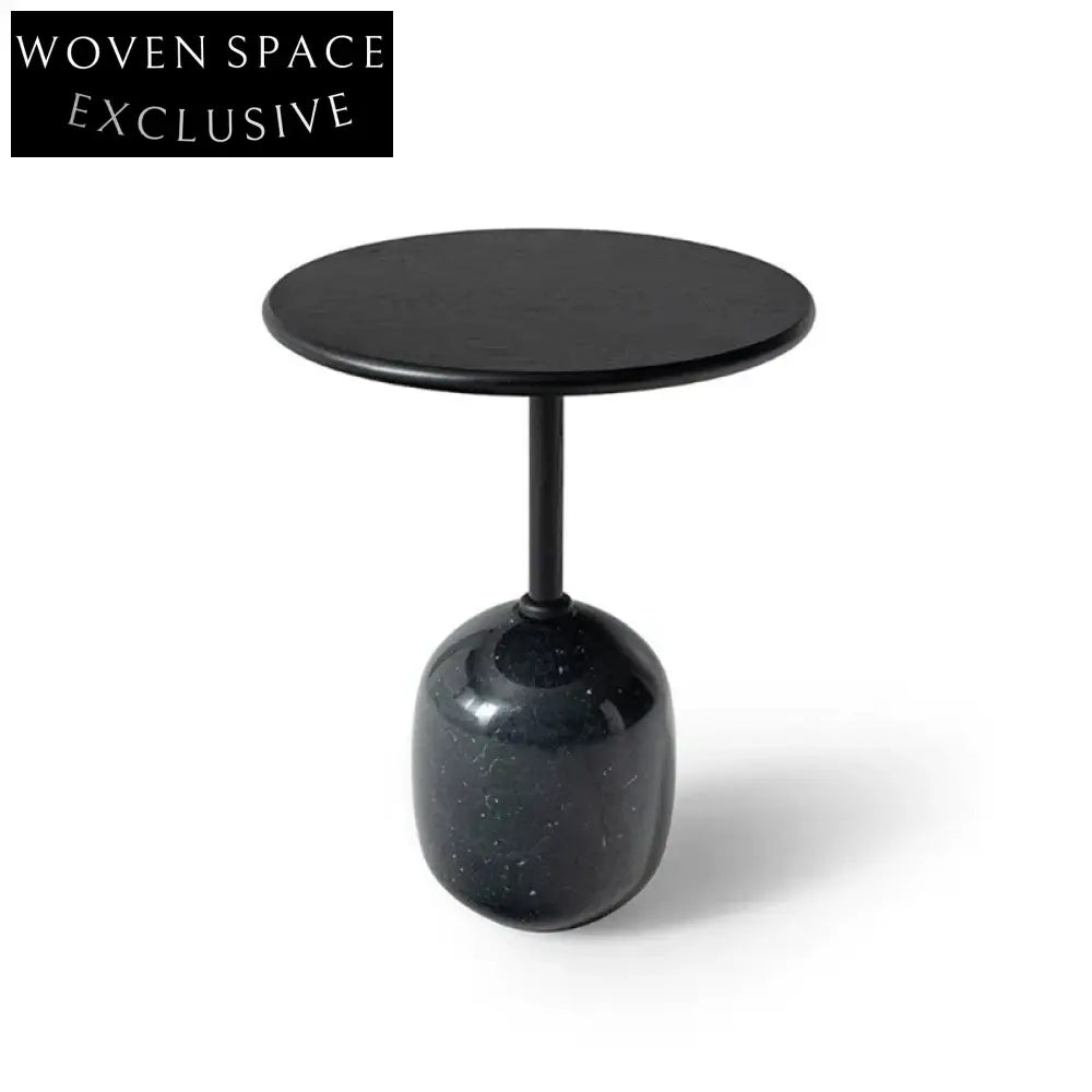 Modern Round Wood Top Natural Marble Base Living Room Coffee Table