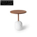 Modern Round Wood Top Natural Marble Base Living Room Coffee Table