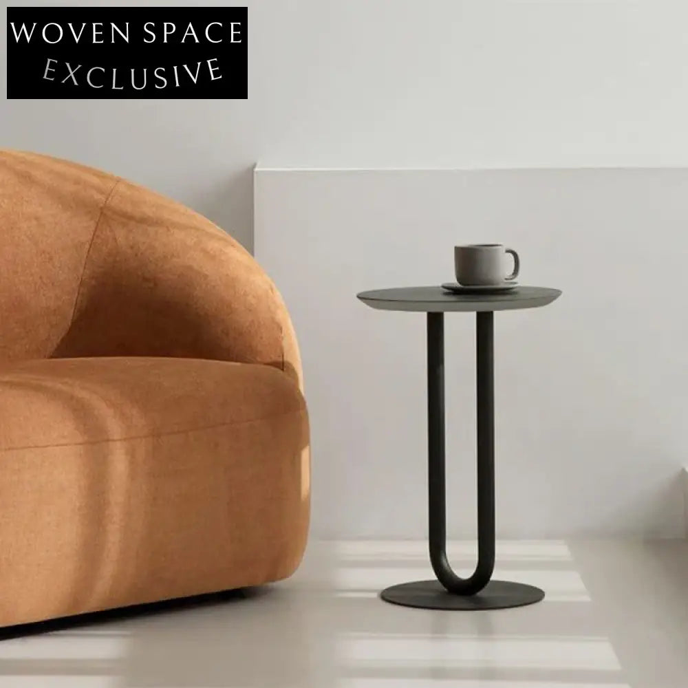 Modern Round Wooden Coffee Table Black White Finish Living Room Accent Table