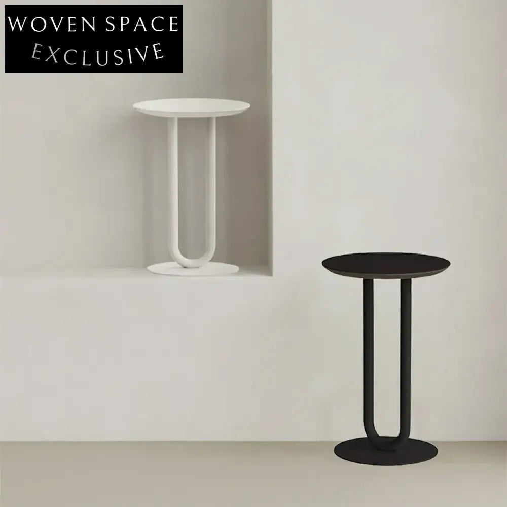 Modern Round Wooden Coffee Table Black White Finish Living Room Accent Table