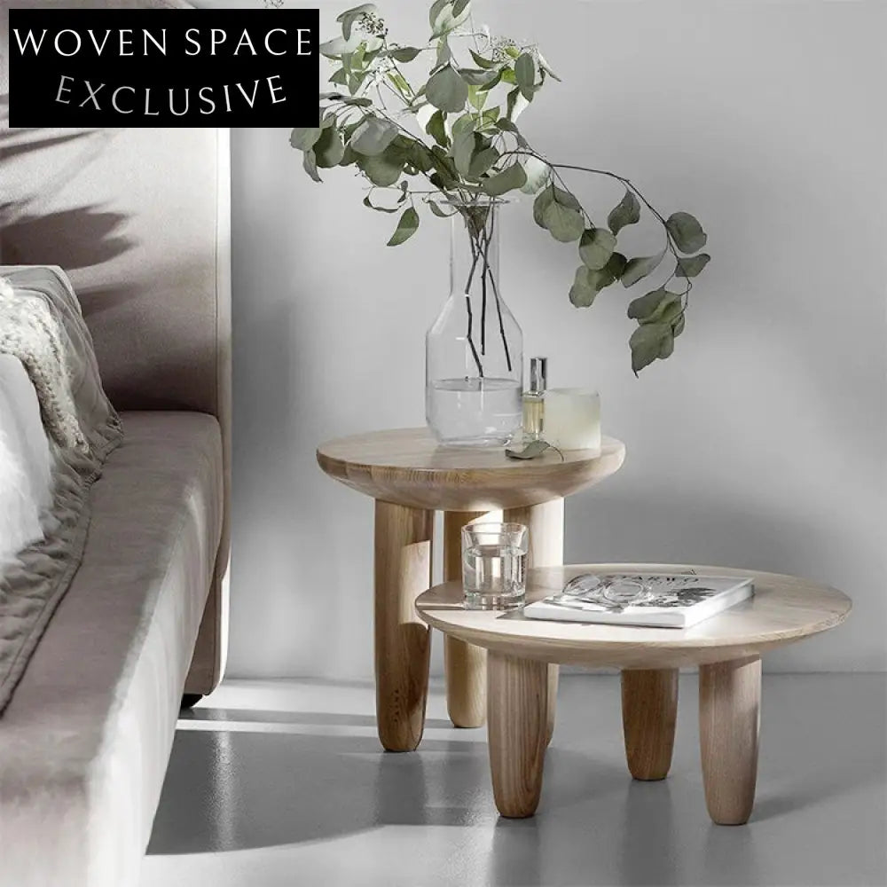 Modern Round Wooden Coffee Table Elegant Sofa Side Cafe Tea Table