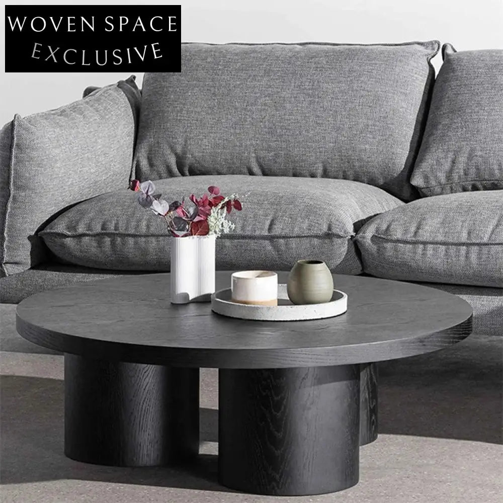Modern Round Wooden Coffee Table for Living Room Spaces Accent Furniture