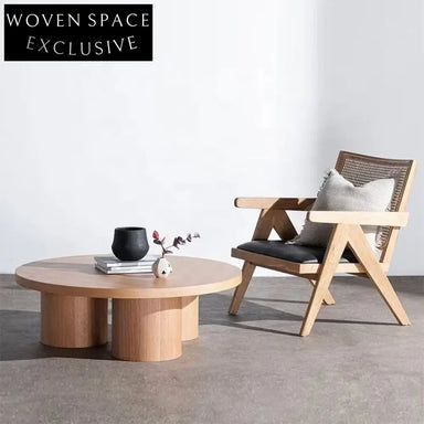 Modern Round Wooden Coffee Table for Living Room Spaces Accent Furniture